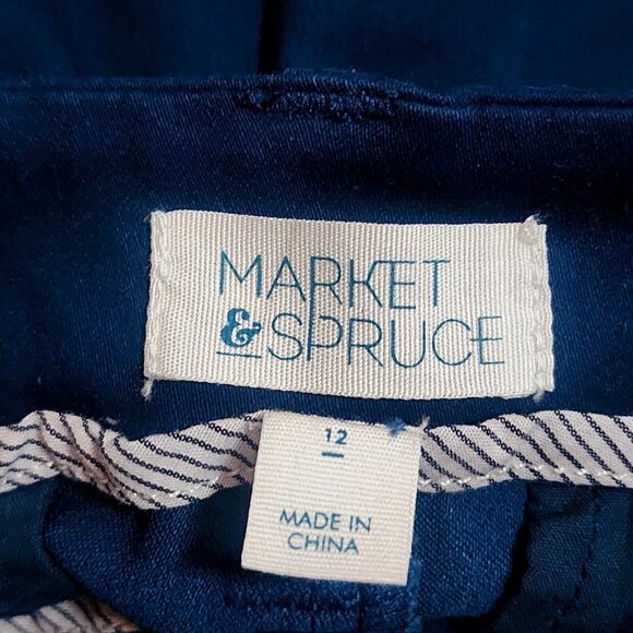 Market & Spruce Pants Womens Size 12 Stitch Fix Solid All Blue Crop with Pockets - Picture 3 of 6
